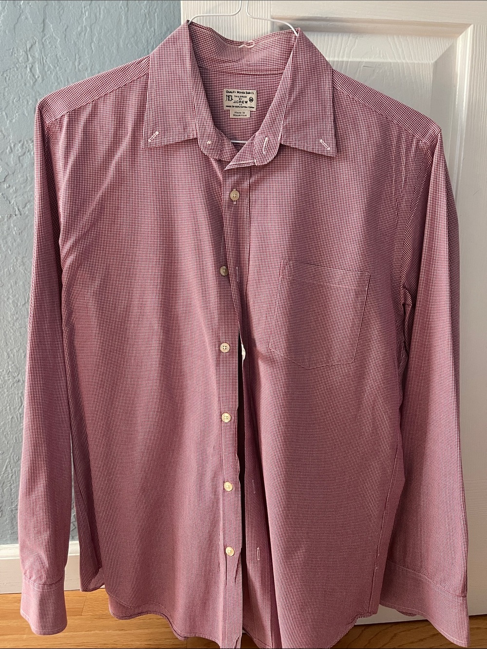 J. Crew Men's Long-Sleeve Button-Up Shirt in Wine Micro-Check